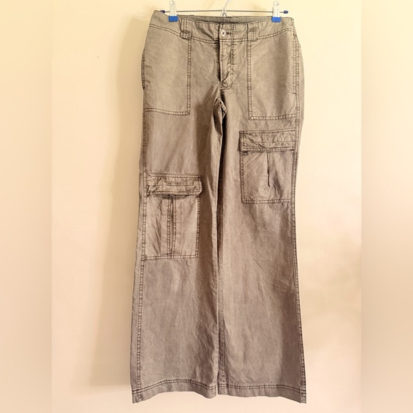 Free People Cargo Pants Womens 0 Green Straight Leg Distressed Ankle Flare Army - Picture 1 of 14